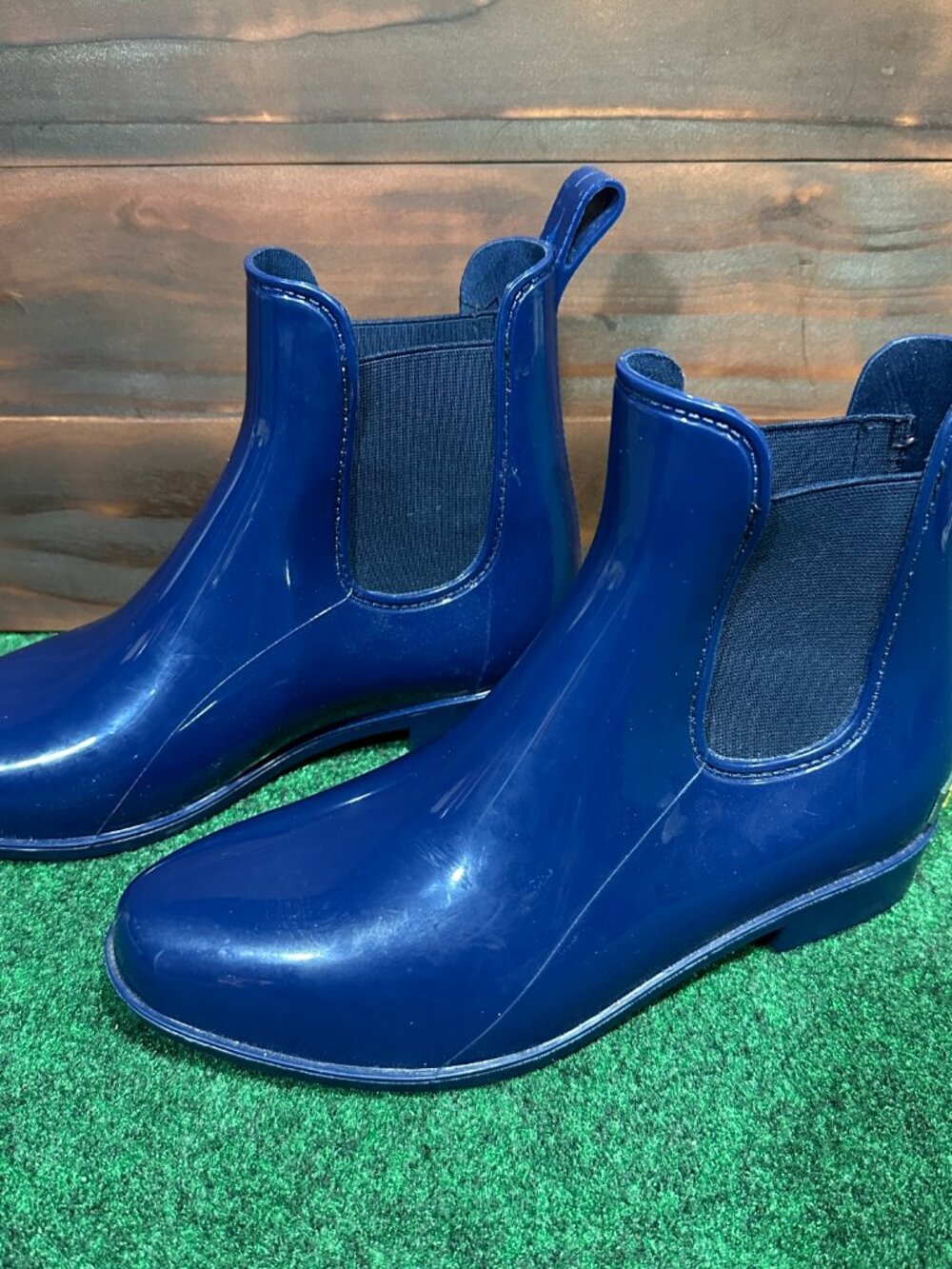 Lauren Ralph Lauren Tally II Bo Rai Chelsea Rain Boots Blue Rubber Womens 7
